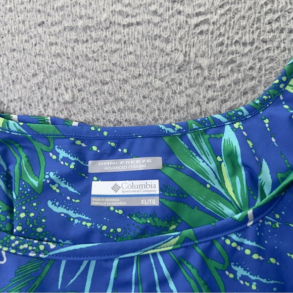Columbia Freezer III PFG Dress Womens XL Blue Sleeveless Floral Tropical Cooling - Picture 4 of 9